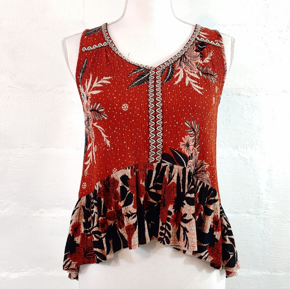 PATRONS OF PEACE FLORAL BOHO SLEEVELESS TOP
